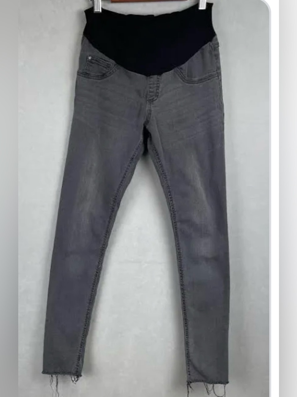Indigo Blue Maternity Gray Skinny Jeans with Black Stretch Waistband